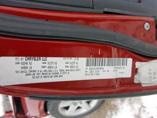 2B3KA33V69H585546 - 2009 DODGE CHARGER SX RED photo 10