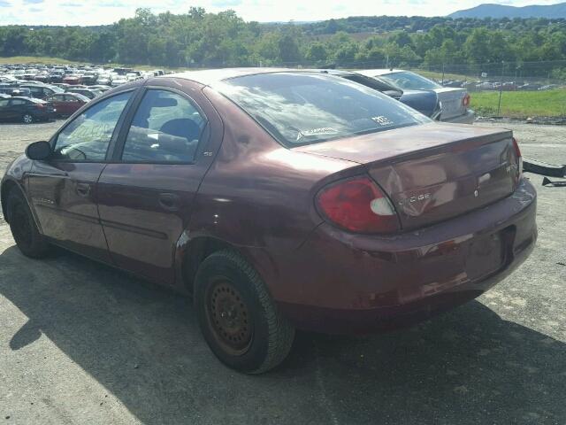 1B3ES46C21D112643 - 2001 DODGE NEON SE BURGUNDY photo 3