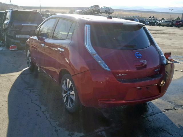 1N4AZ0CP1DC404499 - 2013 NISSAN LEAF S RED photo 3