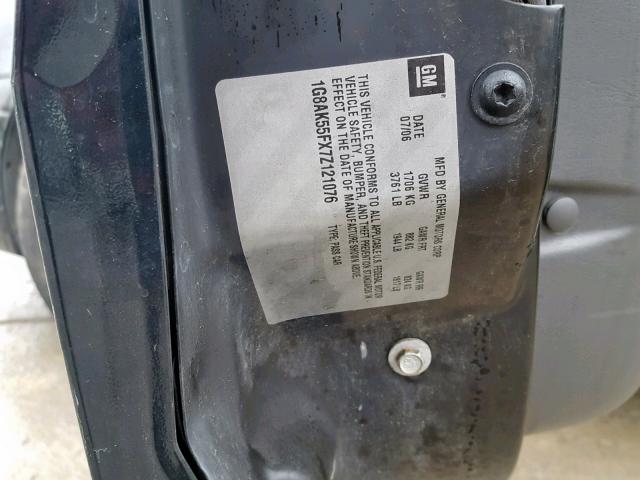 1G8AK55FX7Z121076 - 2007 SATURN ION LEVEL BLACK photo 10