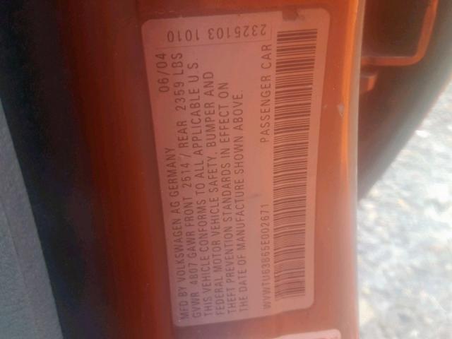 WVWTU63B65E002671 - 2005 VOLKSWAGEN PASSAT GLX 灰色 照片 10