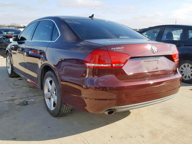 1VWBP7A34DC058541 - 2013 VOLKSWAGEN PASSAT SE MAROON photo 3