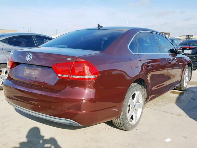 1VWBP7A34DC058541 - 2013 VOLKSWAGEN PASSAT SE MAROON photo 4