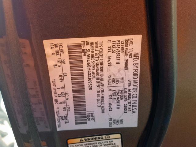 5LMEU68H43ZJ09528 - 2003 LINCOLN AVIATOR 金色 照片 10