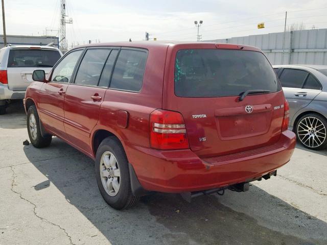 JTEGF21A220029451 - 2002 TOYOTA HIGHLANDER RED photo 3