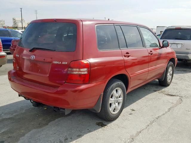 JTEGF21A220029451 - 2002 TOYOTA HIGHLANDER RED photo 4