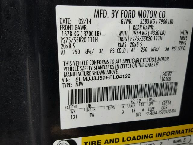 5LMJJ3J59EEL04122 - 2014 LINCOLN NAVIGATOR 黑色 照片 10