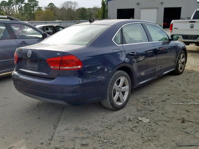 1VWBH7A37CC013864 - 2012 VOLKSWAGEN PASSAT SE BLUE photo 4