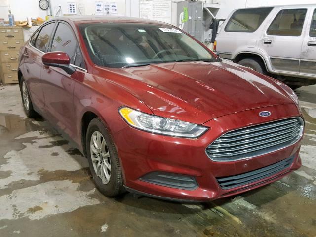 3FA6P0G70FR104477 - 2015 FORD FUSION S RED photo 1