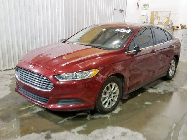 3FA6P0G70FR104477 - 2015 FORD FUSION S RED photo 2
