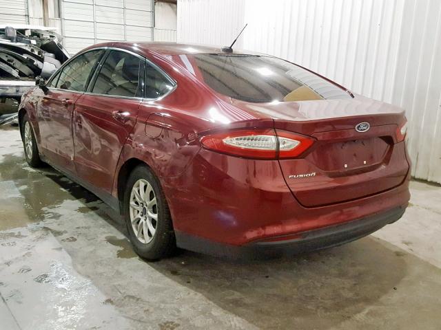 3FA6P0G70FR104477 - 2015 FORD FUSION S RED photo 3