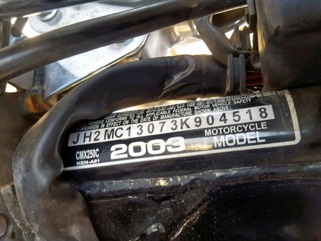 JH2MC13073K904518 - 2003 HONDA CMX250 C BLUE photo 10