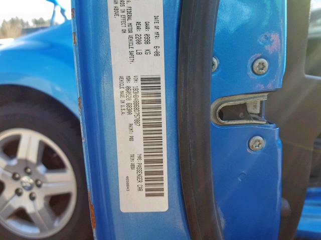 1B3HB48B68D757887 - 2008 DODGE CALIBER SX BLUE photo 10