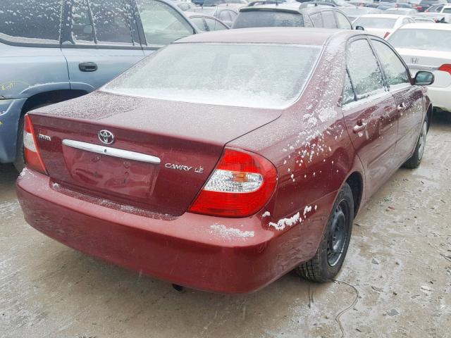 4T1BE30K54U310040 - 2004 TOYOTA CAMRY LE MAROON photo 4