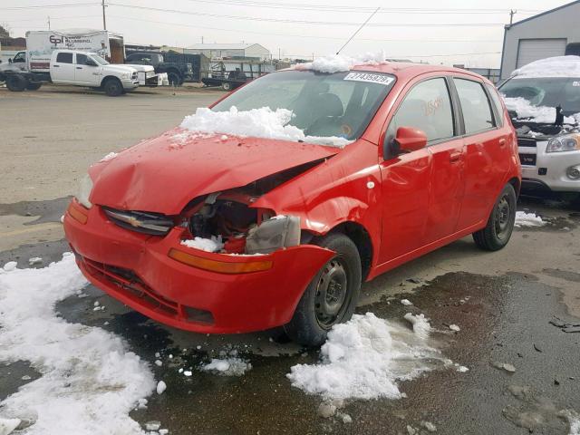 KL1TD62625B443081 - 2005 CHEVROLET AVEO RED photo 2