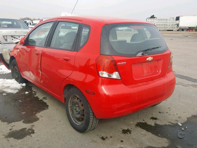 KL1TD62625B443081 - 2005 CHEVROLET AVEO RED photo 3