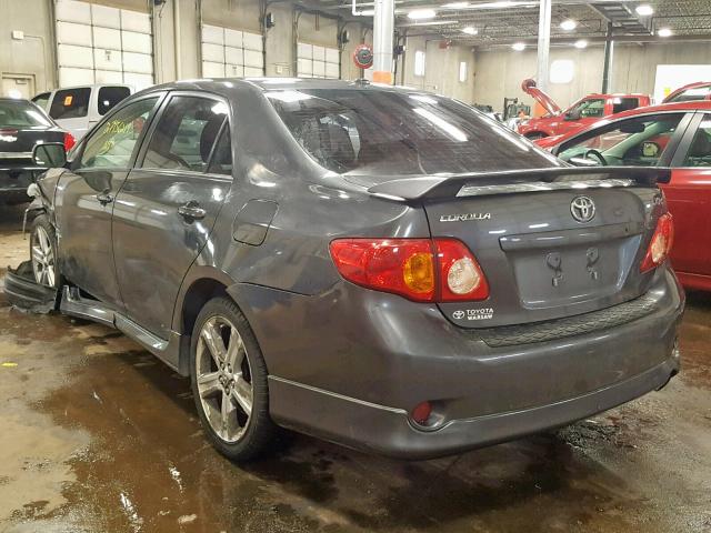 1NXBE40E99Z104811 - 2009 TOYOTA COROLLA XR GRAY photo 3