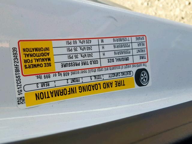 1G1ZC5ST8HF234939 - 2017 CHEVROLET MALIBU LS WHITE photo 10