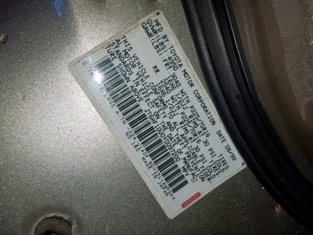 JT6HF10U0Y0097200 - 2000 LEXUS RX 300 GOLD photo 10