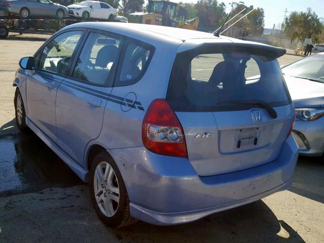 JHMGD38638S049415 - 2008 HONDA FIT SPORT TEAL photo 3