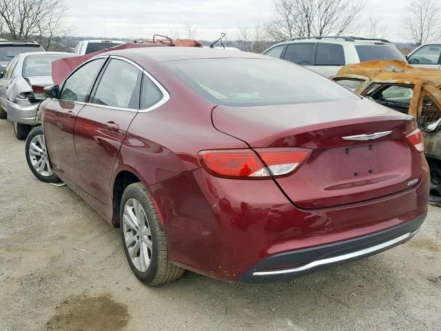 1C3CCCAB5FN685411 - 2015 CHRYSLER 200 LIMITE BURGUNDY photo 3