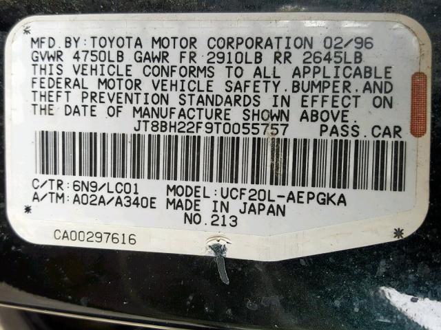 JT8BH22F9T0055757 - 1996 LEXUS LS 400 BLACK photo 10