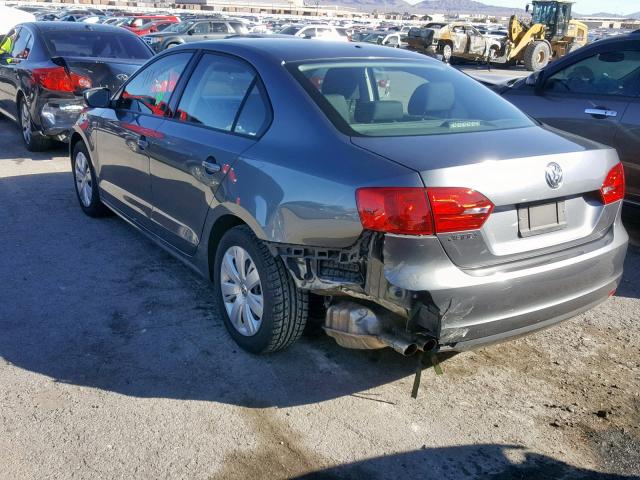 3VW2K7AJ1CM352814 - 2012 VOLKSWAGEN JETTA BASE GRAY photo 3