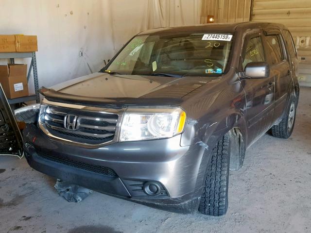 5FNYF4H21DB067423 - 2013 HONDA PILOT LX GRAY photo 2