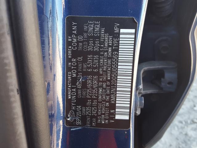 KM8JN12D05U055569 - 2005 HYUNDAI TUCSON GLS  photo 10