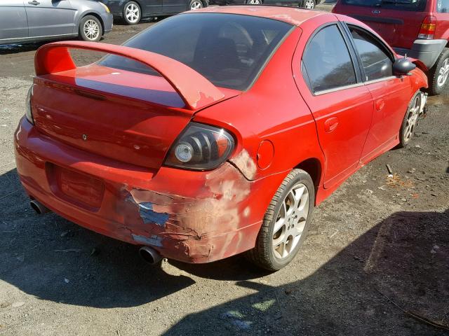 1B3ES66S25D283658 - 2005 DODGE NEON SRT-4 RED photo 4