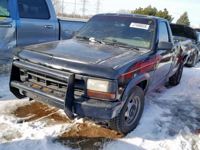 1B7GL26X9SS378539 - 1995 DODGE DAKOTA BLACK photo 2