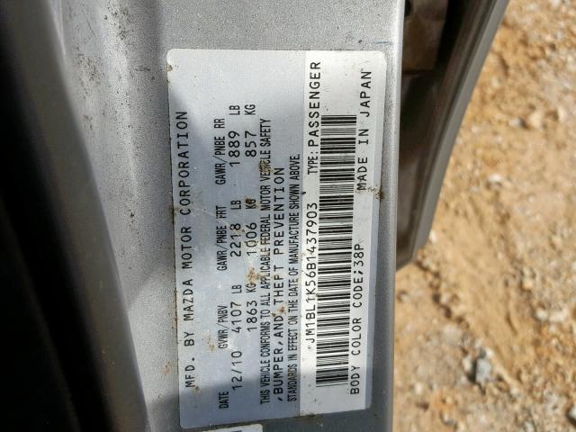 JM1BL1K56B1437903 - 2011 MAZDA 3 S SILVER photo 10