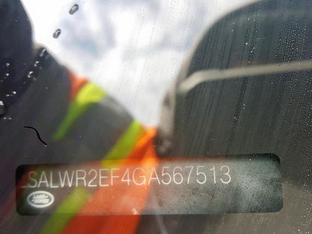SALWR2EF4GA567513 - 2016 LAND ROVER RANGE ROVE WHITE photo 10