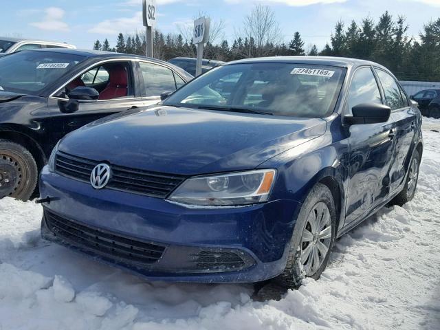 3VW2K7AJ6BM385239 - 2011 VOLKSWAGEN JETTA BASE BLUE photo 2