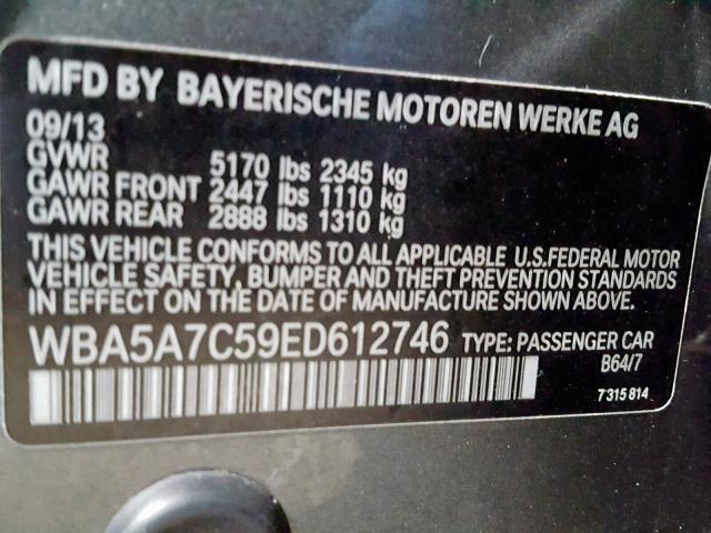 WBA5A7C59ED612746 - 2014 BMW 528 XI GRAY photo 10