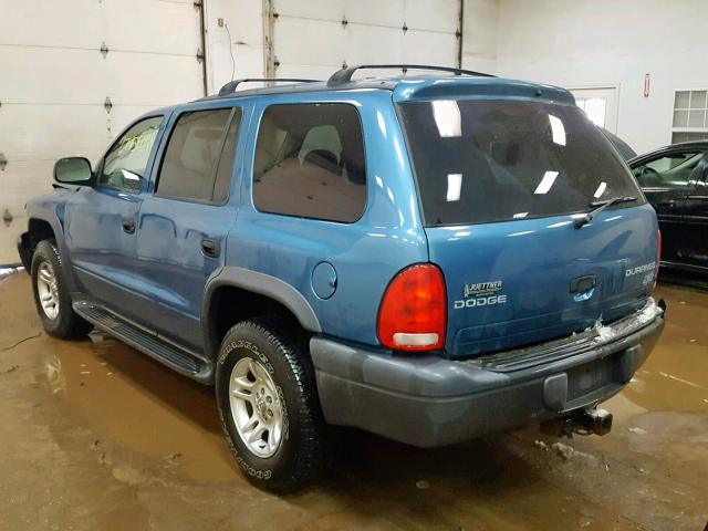 1D4HS38N03F570728 - 2003 DODGE DURANGO SP BLUE photo 3