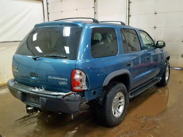 1D4HS38N03F570728 - 2003 DODGE DURANGO SP BLUE photo 4