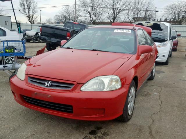 1HGEJ6126YL059992 - 2000 HONDA CIVIC DX RED photo 2