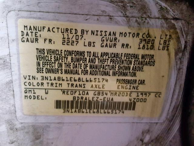 3N1AB61E68L665174 - 2008 NISSAN SENTRA 2.0 WHITE photo 10