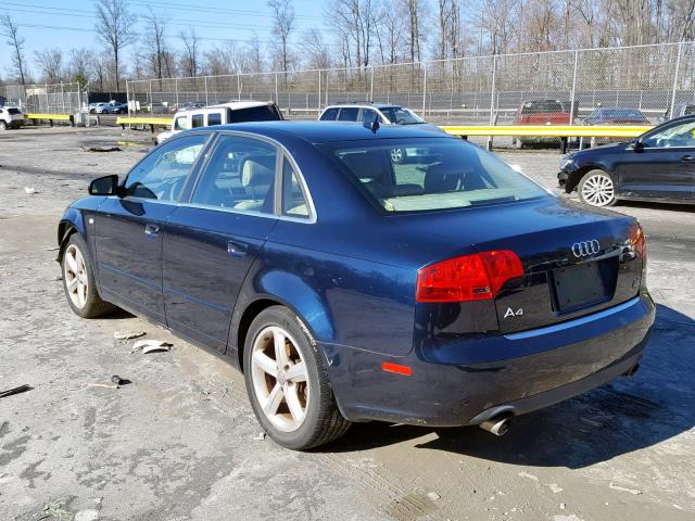 WAUDH78E27A205968 - 2007 AUDI A4 3.2 QUA BLUE photo 3