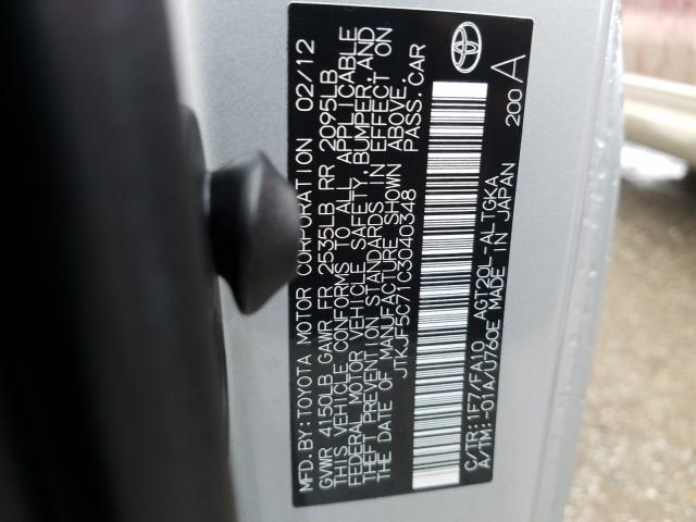 JTKJF5C71C3040348 - 2012 TOYOTA SCION TC  ფოტო 10