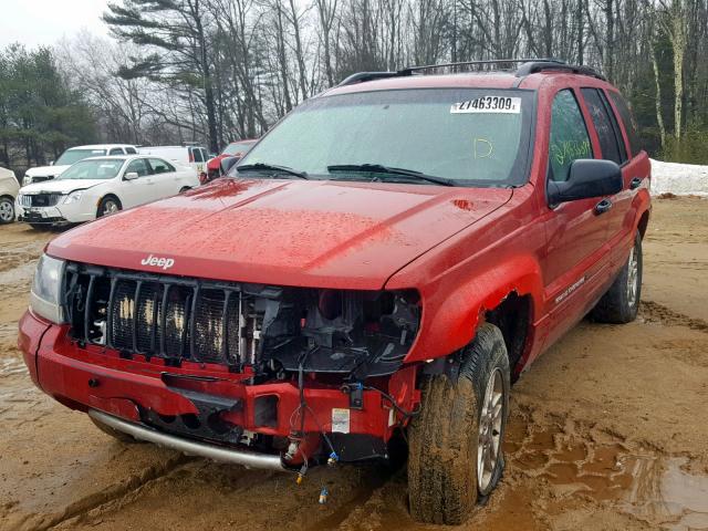 1J4GW48S44C155904 - 2004 JEEP GRAND CHER RED photo 2