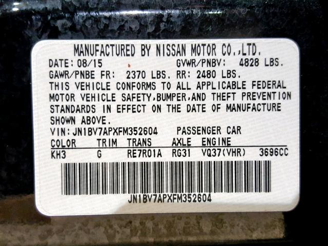 JN1BV7APXFM352604 - 2015 INFINITI Q50 BASE BLACK photo 10