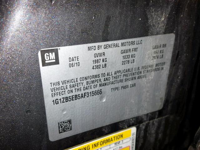 1G1ZB5EB5AF315666 - 2010 CHEVROLET MALIBU LS GRAY photo 10