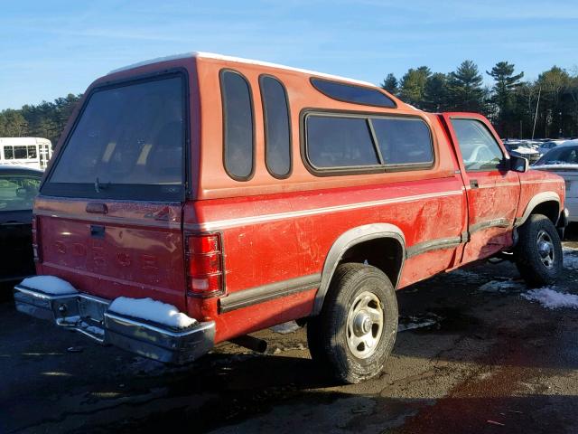 1B7GG26X3RW100825 - 1994 DODGE DAKOTA RED photo 4