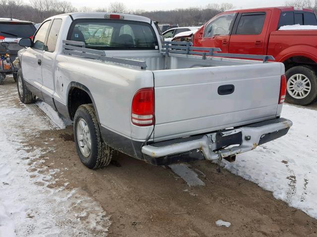 1B7GL32X02S537668 - 2002 DODGE DAKOTA SPO SILVER photo 3