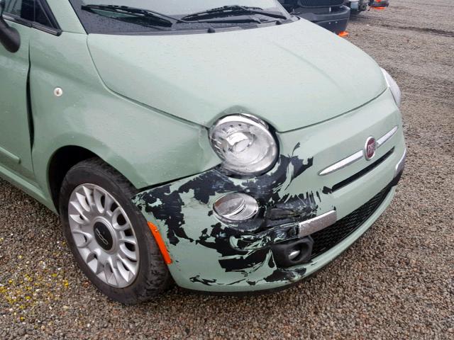 3C3CFFCR0FT537119 - 2015 FIAT 500 LOUNGE GREEN photo 9