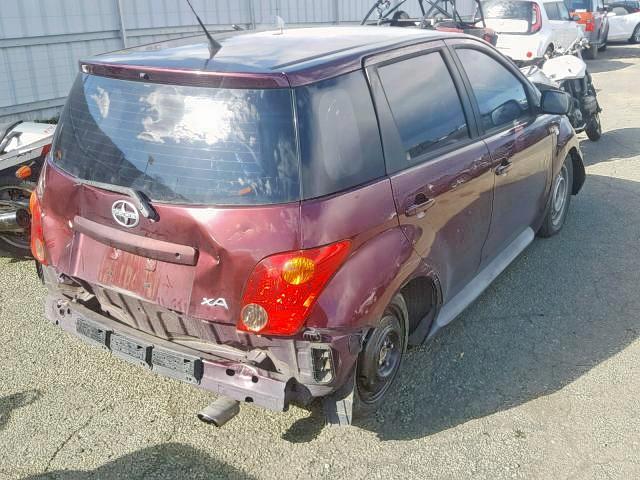 JTKKT624540051009 - 2004 TOYOTA SCION XA BURGUNDY photo 4