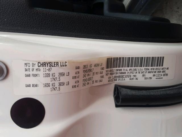 1J8HH48K68C167670 - 2008 JEEP COMMANDER WHITE photo 10