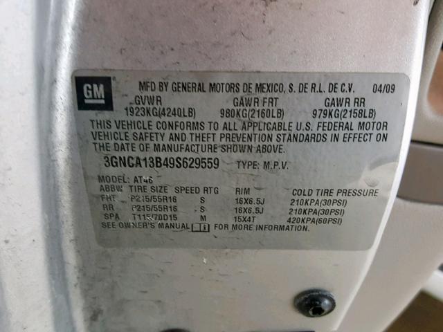 3GNCA13B49S629559 - 2009 CHEVROLET HHR LS Plata foto 10